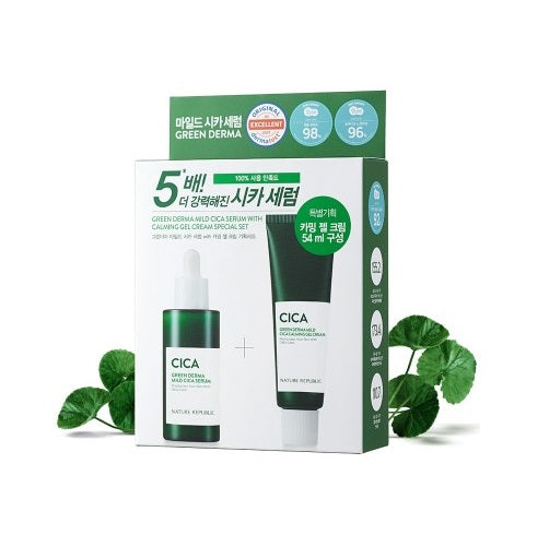 Nature Republic Green Derma Mild Cica Serum with Calming Gel Cream Special Set